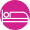 A white icon depicts a person lying on a bed, displayed against a magenta hexagonal background. There is no text.